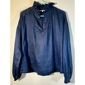 NWOT Sea of New York Mock Neck Pleated Lightweight Balloon Sleeve Peasant Top S